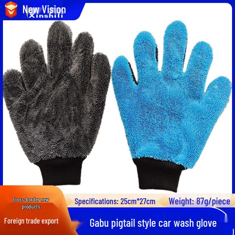 Перчатки для мытья автомобиля из кораллового флиса с пятью пальцами - Моющие перчатки из шенилла с дизайном «медвежья лапа» с плетением из пряжи