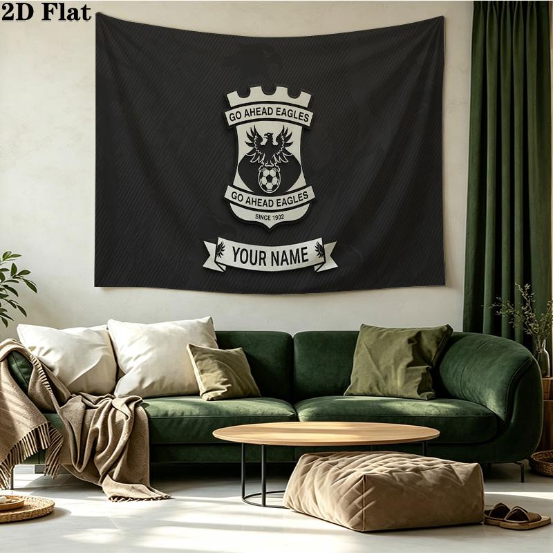 Custom Name Go Ahead Eagles Printed Tapestry – Wall Hanging for Bedrooms, Dorms, and Home Decor