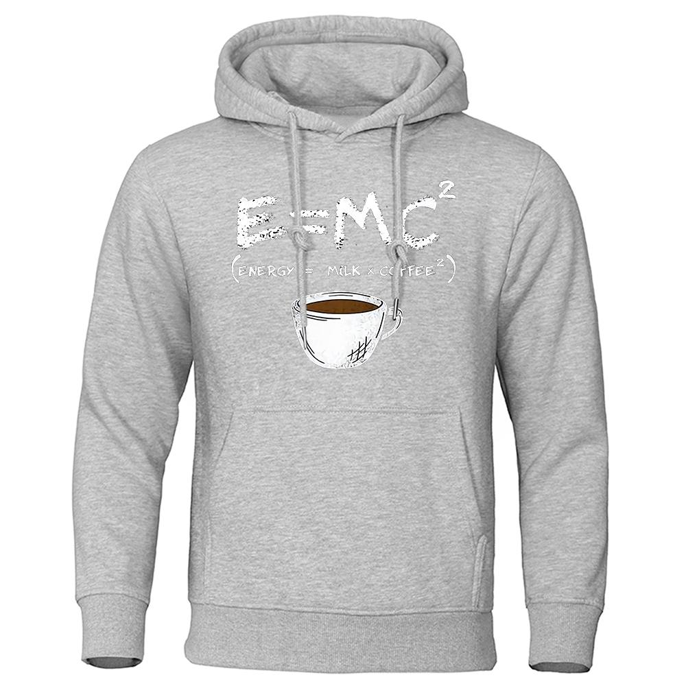 Забавная толстовка Energy = молоко + кофе с принтом E = MC2, мужские свободные толстовки большого размера, модная повседневная толстовка, уличная толстовка