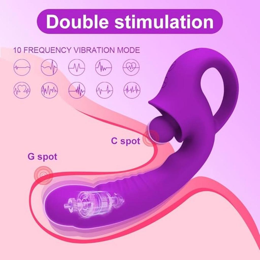 2 In 1 Tongue Vibrator Female Erotica Clitoral Stimulator 10 Frequencies Rechargeable Waterproof Silicone for Adults Erotica for Women and Couples