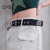 Punk Rock Rivet Belt Studded Belt Grommet Threads Belt Square Rivets Pyramid Metal Inlays Adjustable Straps Imitation Leather Belt