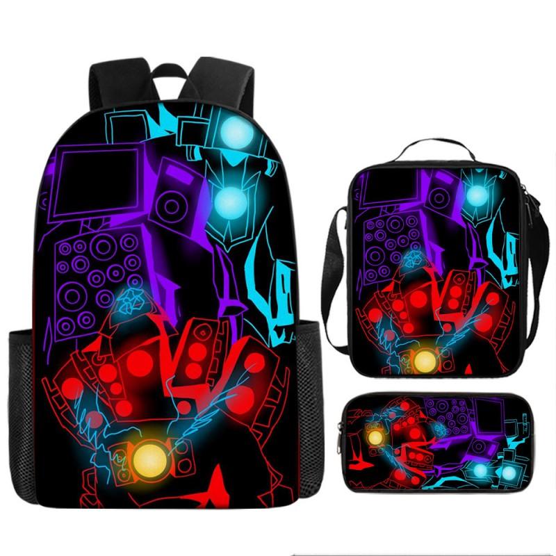Kids Cartoon Character Backpack Set School Oxford Fabric Breathable Lightweight With Padded Straps