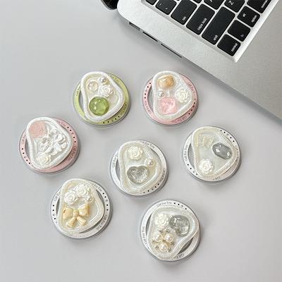 Эстетичный магнитный держатель-подставка для телефона из смолы, с жемчужиной, на защелке, милый настольный аксессуар для просмотра без помощи рук, портативное кольцо для телефона
