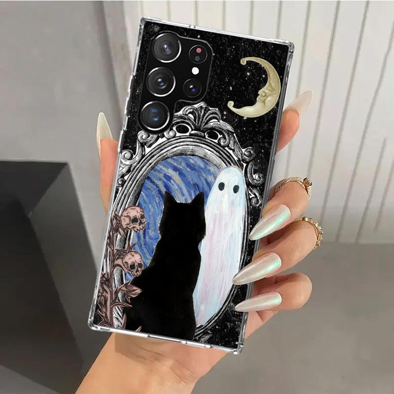 Красочный милый чехол для телефона с изображением ведьмы и кота для Samsung Galaxy S26 S24 S23 Ultra S25 Edge S22 S21 Plus S20 FE + Мягкий чехол с принтом Fund