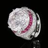 Jewelry Copper Bottom Gold-Plated Imitation Rose Cut White Diamond Light Luxury Ring Female 16Mm