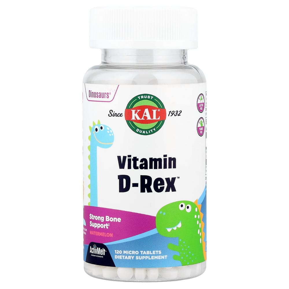 KAL Dinosaurs Vitamin D-Rex Watermelon Flavor 600 IU Micro Tablets, 120 Count
