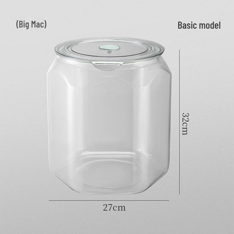 Food-Grade Transparent Storage Jar - Thickened, Moisture & Dust-Proof, Fresh-Keeping Kitchen Grain Container.
