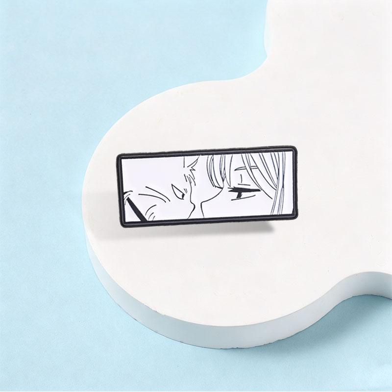Xiaomi Fantasy Adventure Anime Cat & Girl Enamel Pin Japanese Comic Girl Kiss Cat Brooch Bags Clothing Badge Jewelry Gift for Friends