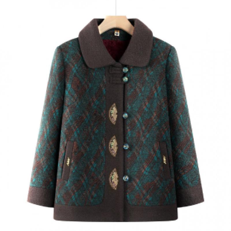 Пожилая женщина среднего возраста новая бабушка зимнее шерстяное пальто плюшевая одежда для пожилой женщины утолщенный мамин топ