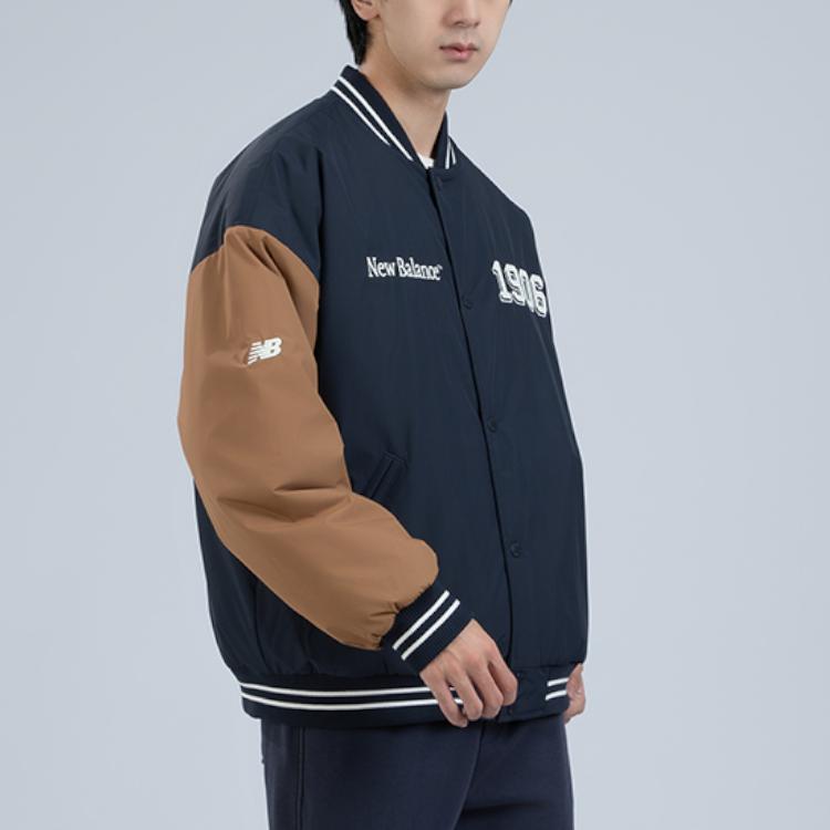 New Balance Мужские бейсбольные майки Темно-синие Бейсбольный воротник Умеренный прямой крой AMJ34309-ECL