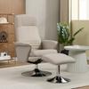 Reclining Armchair, 135 Degree Recline, 360 Degree Swivel, Footrest, Beige Fabric