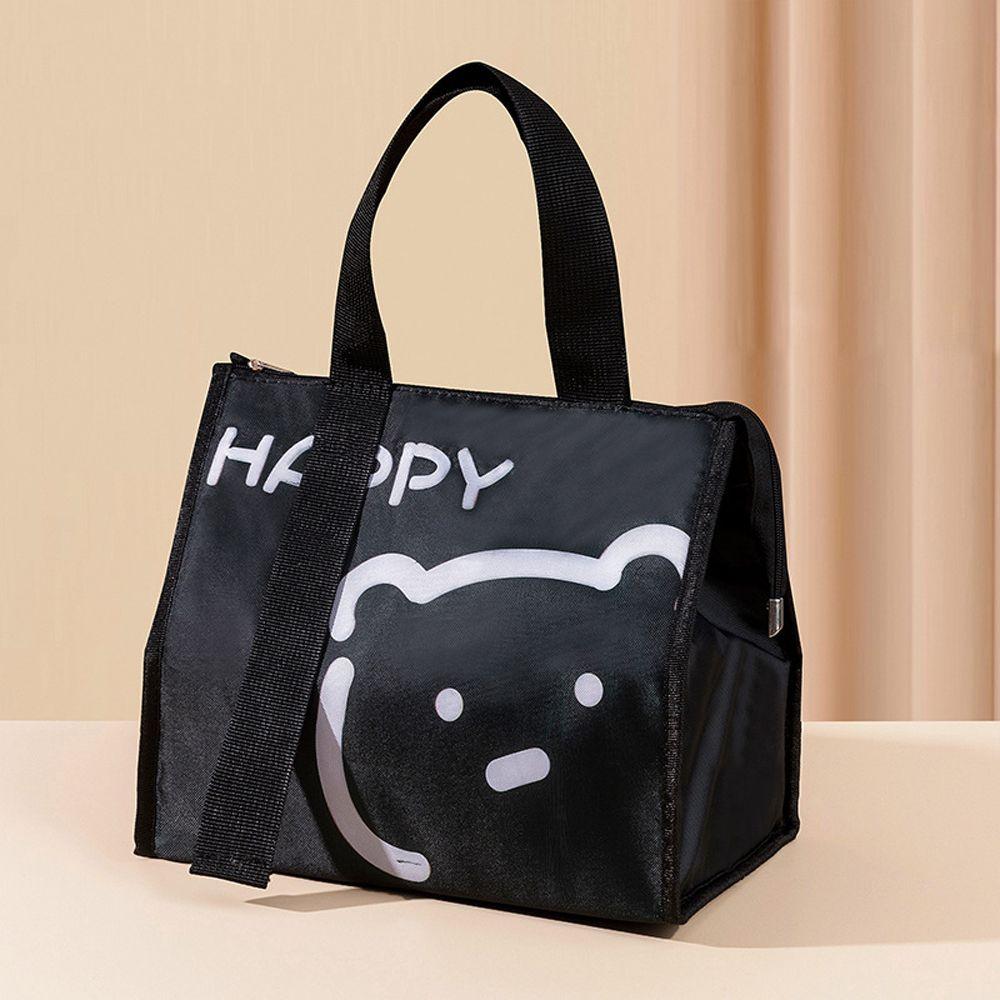 Cartoon Bear Insulated Canvas Pattern Picnic Bag Ice Pack Tote Lunch Bag Food Storage Container