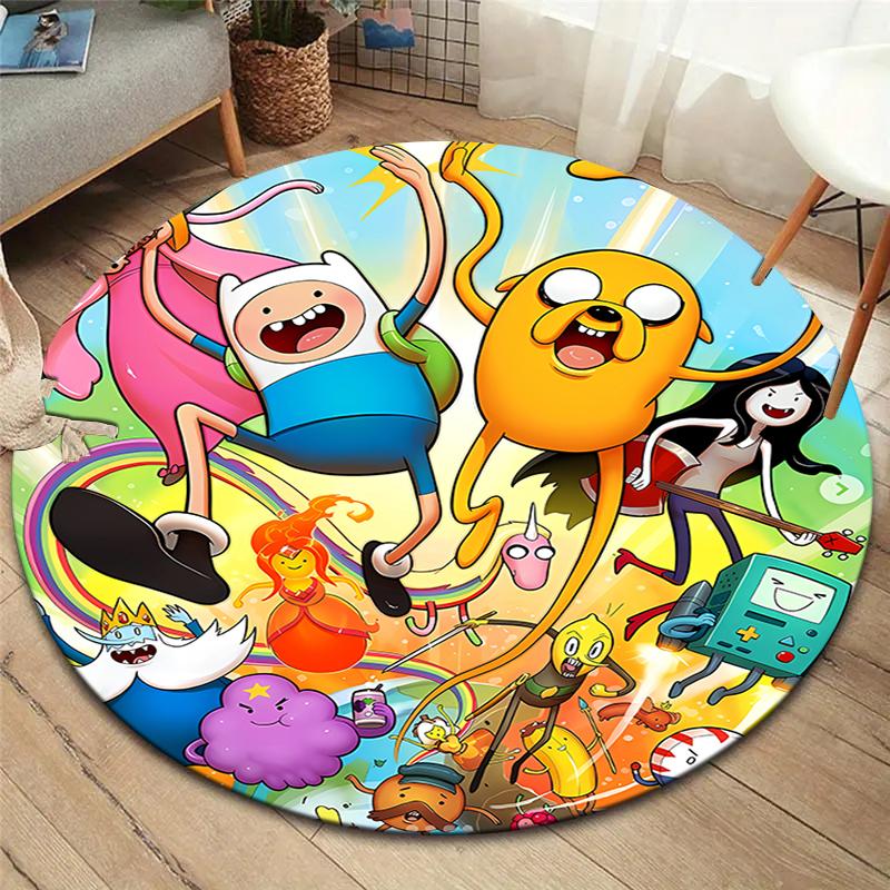 Круглый ковер Adventure Time, Ковер для гостиной, спальни, дивана, игровой комнаты, Декор, Нескользящий коврик для пола