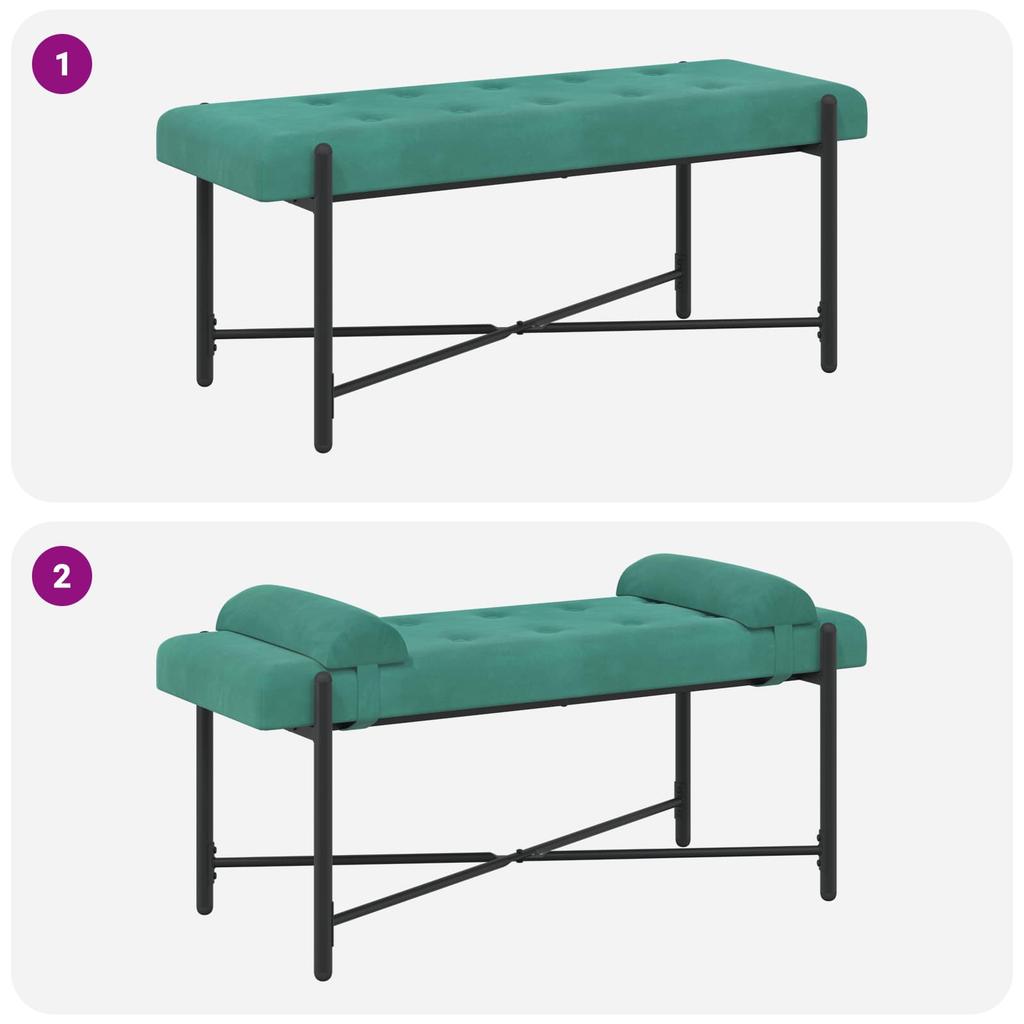 Button Tufted Bench with Cushions Turquoise 110 x 40 x 46 cm Velvet