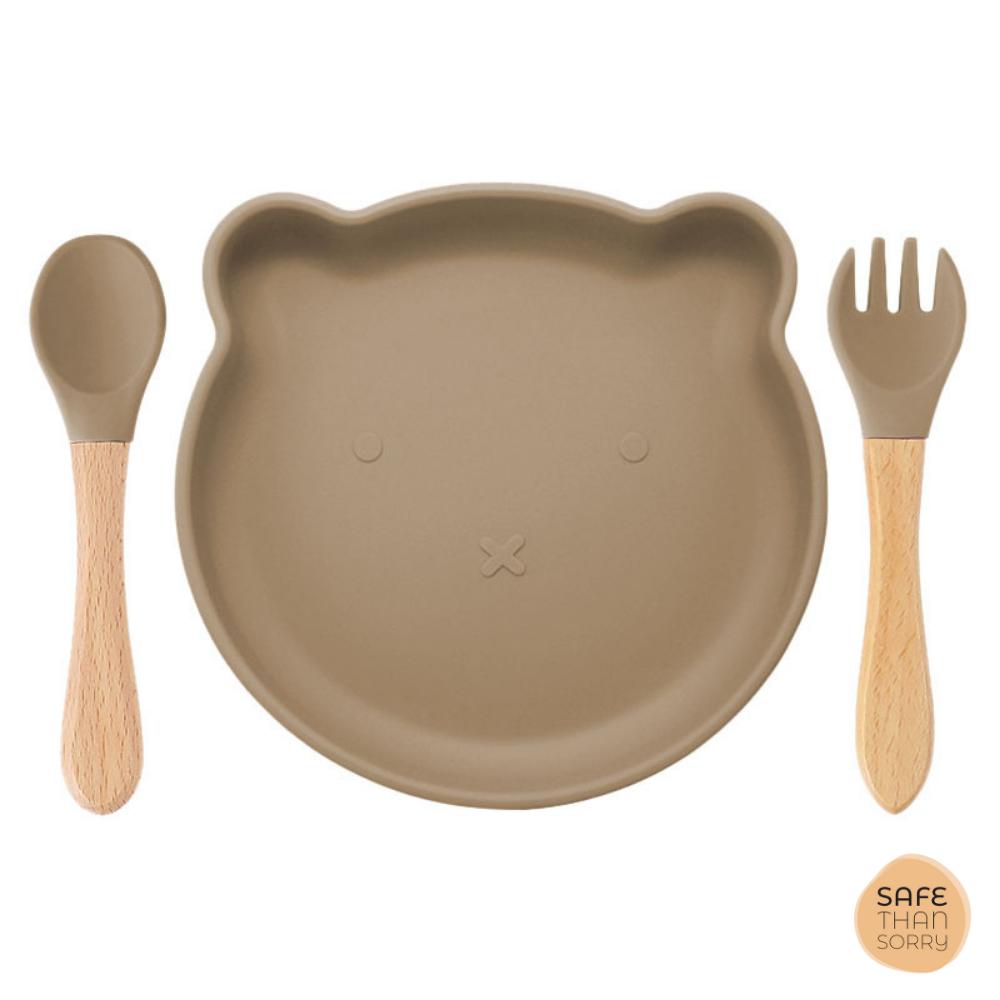 BLW silicone feeding set 3in1 for babies "Misio Głodnisio" - 3in1 BLW silicone feeding set 3in1 for babies "Misio Głodnisio"