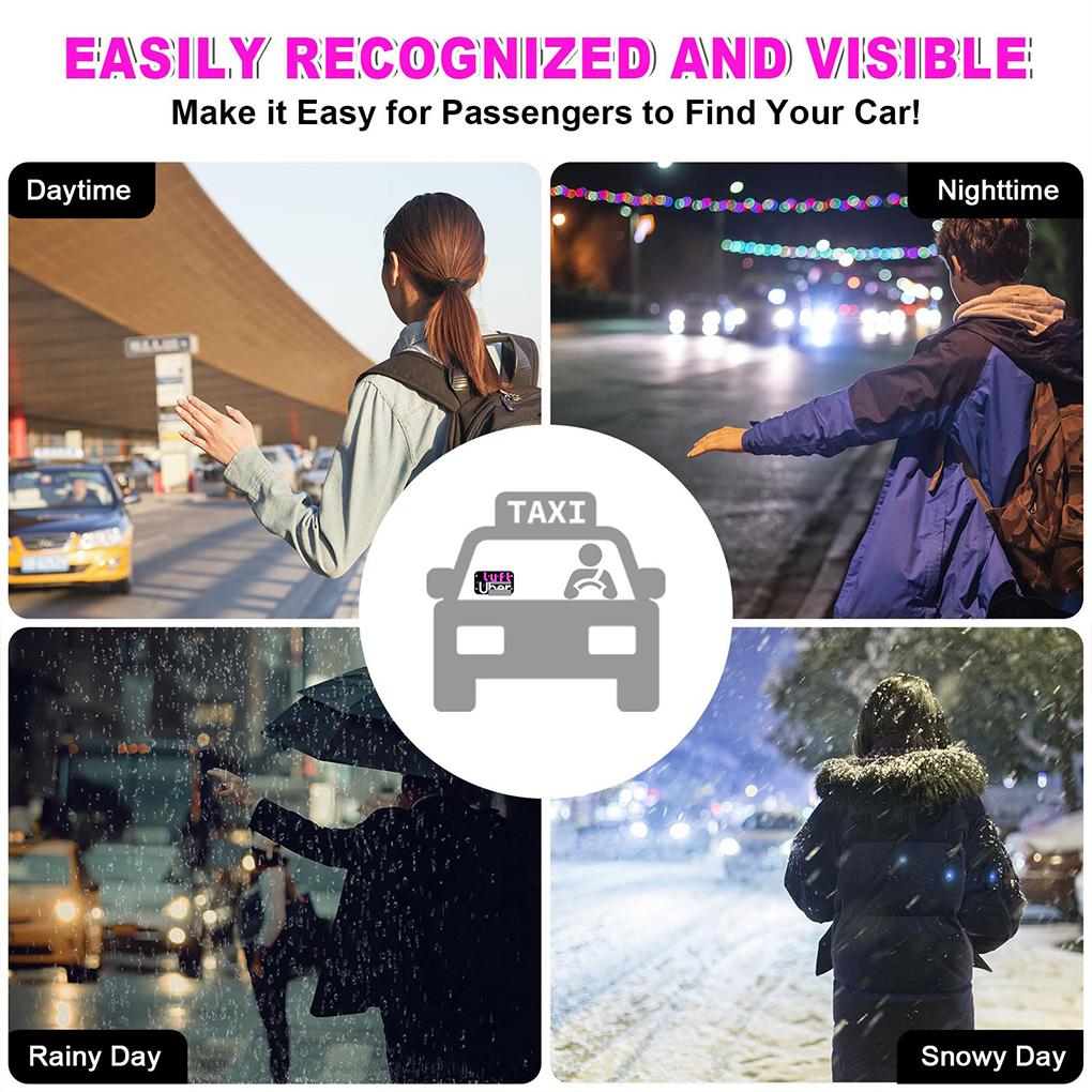 Светодиодная табличка для автомобиля такси на лобовое стекло, USB светодиодная табличка для автомобиля с присосками, бегущая строка, управление для водителя карпулинга