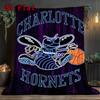 Hornets Basketball Team 2D Flat Pattern Flannel Blanket High quality All Seasons Warmth and Comfort Perfect for Christmas Gifts.NMT0928354