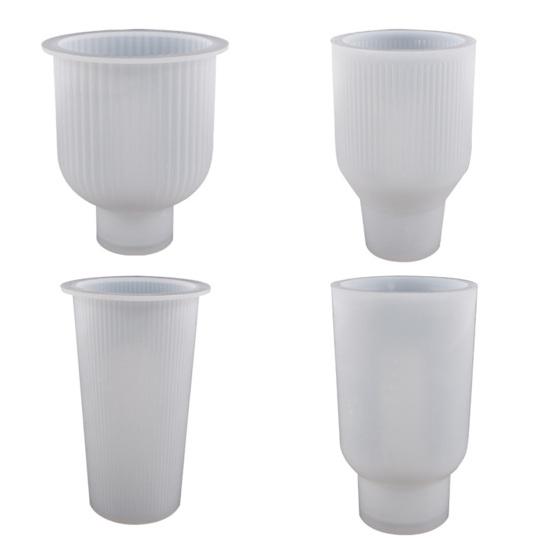 Форма для вазы, антипригарная силиконовая форма для рукоделия, многоразовая форма для хранения «сделай сам», полосатая форма для изготовления вазы для украшения дома