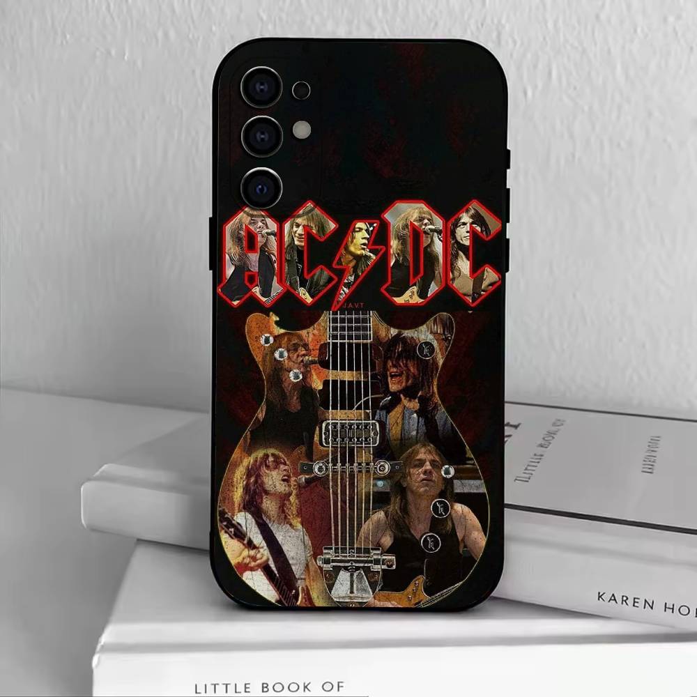 AD AC DC Phone Case Black Silicone Soft For Samsung S25,S24,S21,S22,S23,S30,Ultra,S20,Plus,Fe,Lite