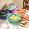 Double Layer Picnic Salad Lunch Box Compartment Bento Boxes with Tableware Carrying Handle Box Reusable Food Storage Containers