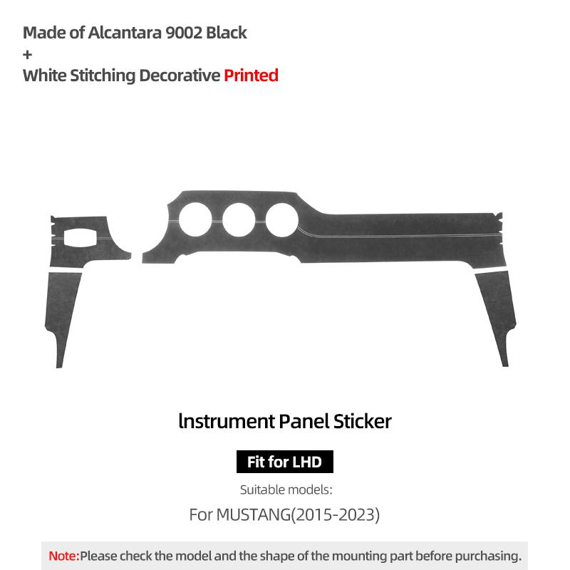 For Ford Mustang 2015-2023 Made of Alcantara Car Interior Dashboard Panel Trim Strips Instrument Stickers Tuning Accessories