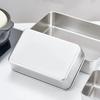 Stainless Steel Square Plate With Lid Rectangular Food Storage Pan Commercial Dish Tray Large Freshing Lunch Box Container