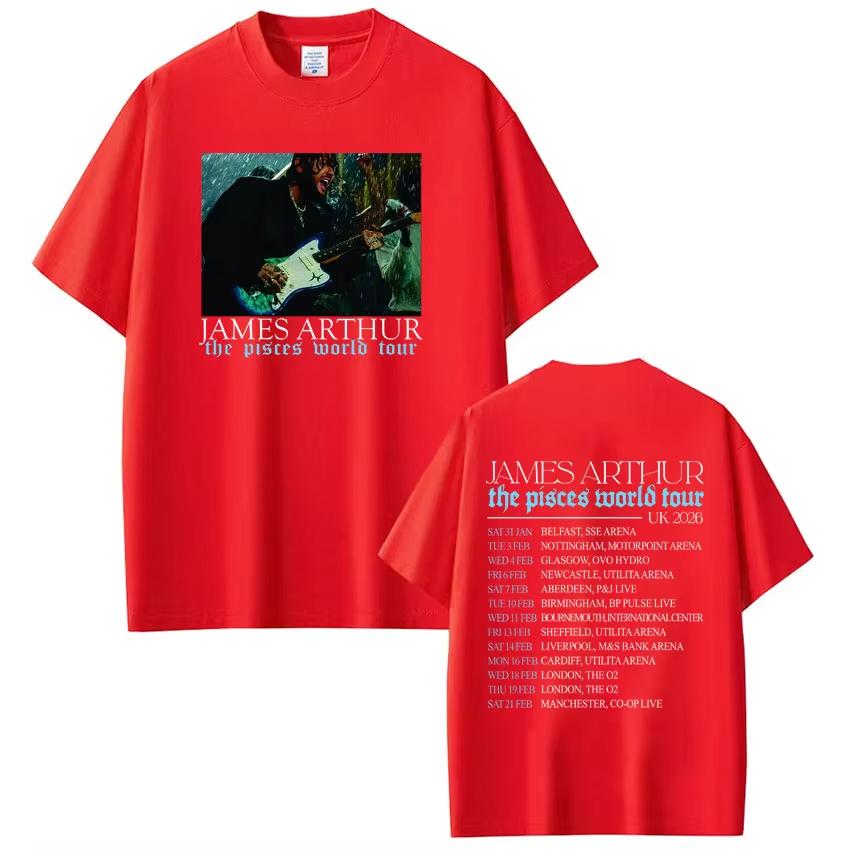 Rapper James Arthur Pisces World Tour 2026 Print Tshirt Unisex Women Hiphop Tshirt Casual pure Cotton Tshirts Streetwear