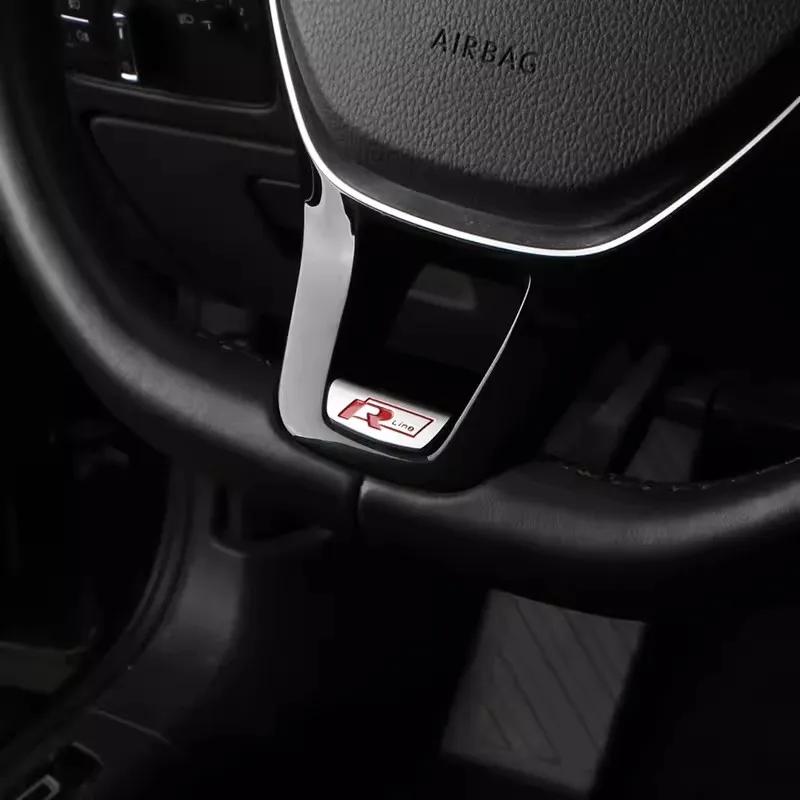 Car Emblem Badge Steering Wheel Sticker Decoration For VW Polo Golf MK7 MK5 Passat Tiguan Rline Arteon Touareg Taigo Caddy Jetta