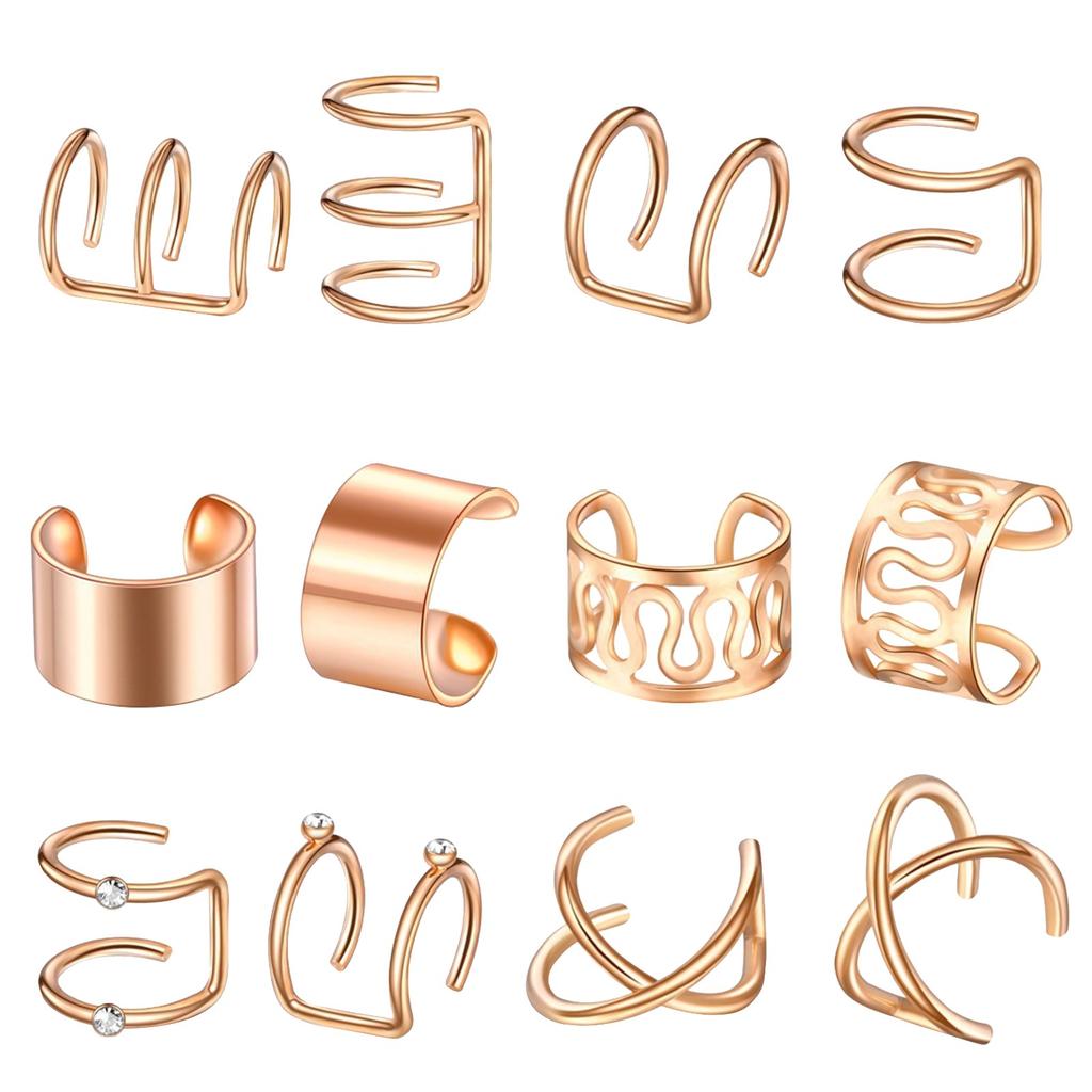 12 Piece Fashion Ppunk C Letter Ear Clip Set Without Ear Hole