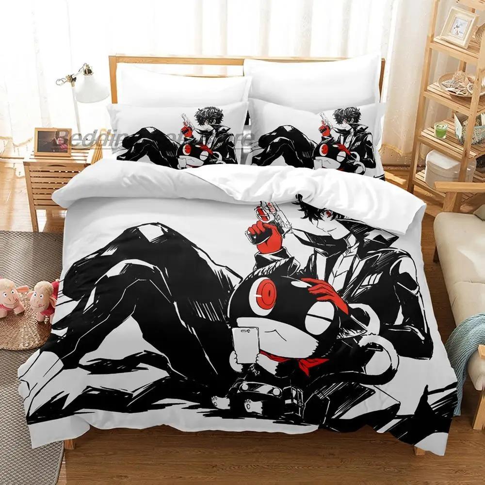 Комплект постельного белья Persona 5 Односпальный Полуторный Двуспальный Кинг-сайз Комплект для кровати Взрослый Детский Спальня Комплекты пододеяльников 3D-принт Аниме комплект простыней