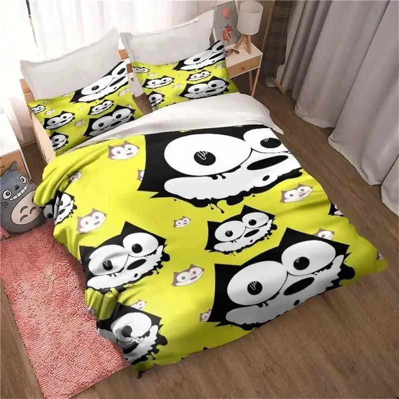 Cartoon Felix Cat Bed Set Home Decoration for Boy and Girl Feline-Follies Duvet Cover Pillowcase Single Double Large Size