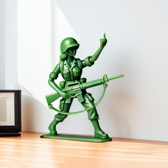 Yousheng Green Female Soldier Фигурка Средний палец Женская Статуэтка 3D Печатная Скульптура Модель Игрушка Домашний Офис Настольное Украшение Орнамент
