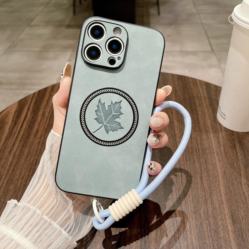 Подходит для iPhone17 air магнитный чехол для мобильного телефона 16 овечья кожа кленовый лист Apple 15promax ремешок защита от падения