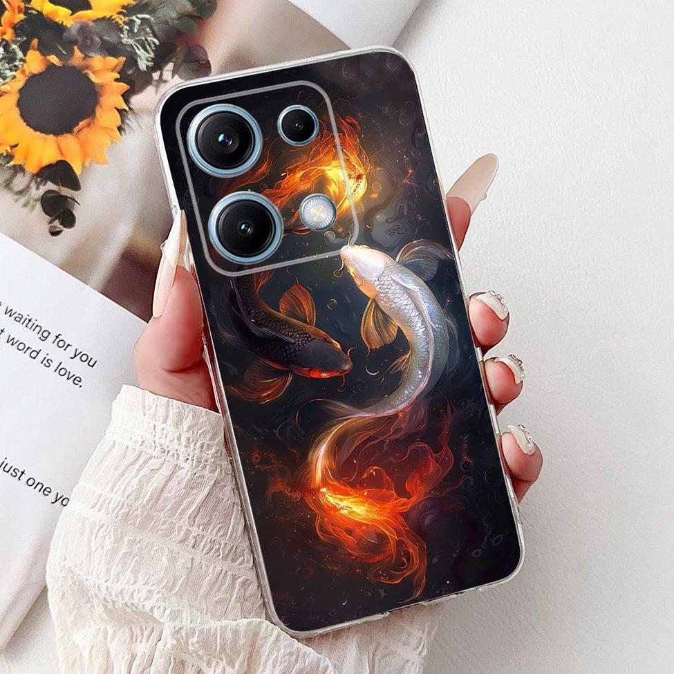 Clear For Redmi Note 14S 4G Case Cover Luxury Butterfly Love Fashion Flowers Cool Lion Cute Painted Soft Casing