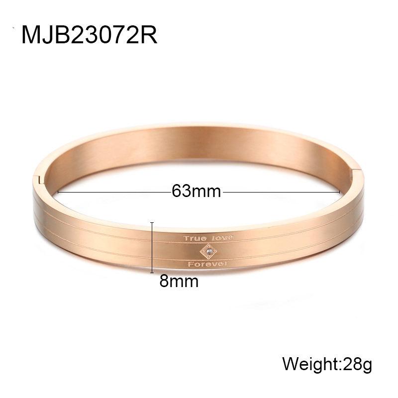 Fashion Jewelry Custom Stainless Steel 18K Gold Plated Single Diamond Zircon Ture Love Bangle Bracelets for Women Gift