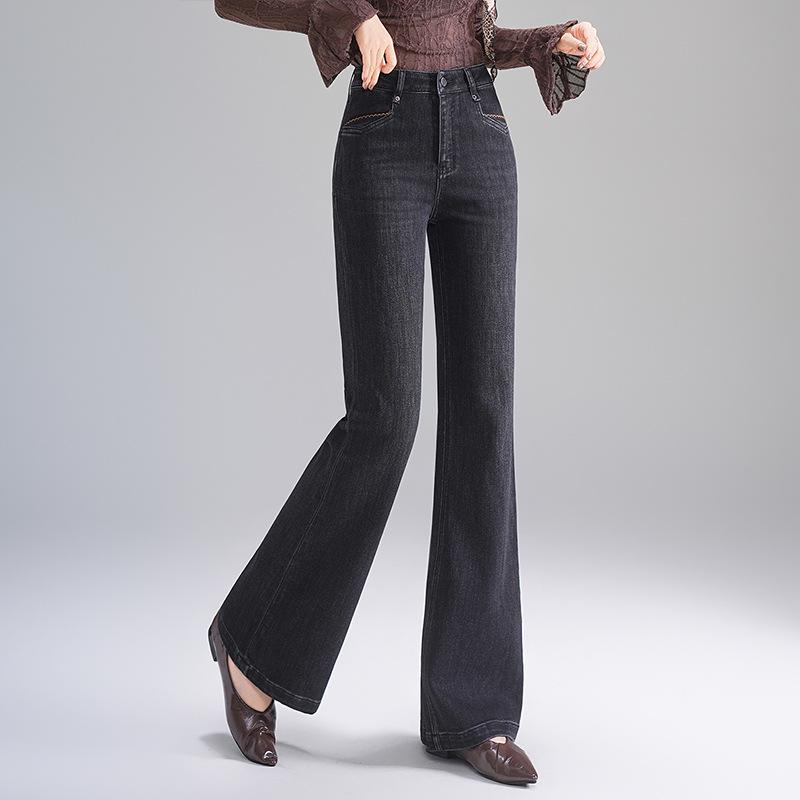 Женские джинсы с высокой талией, облегающие, стрейч, микро клеш