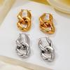 Trendy European & American Chain Buckle Splicing Textured Earrings
