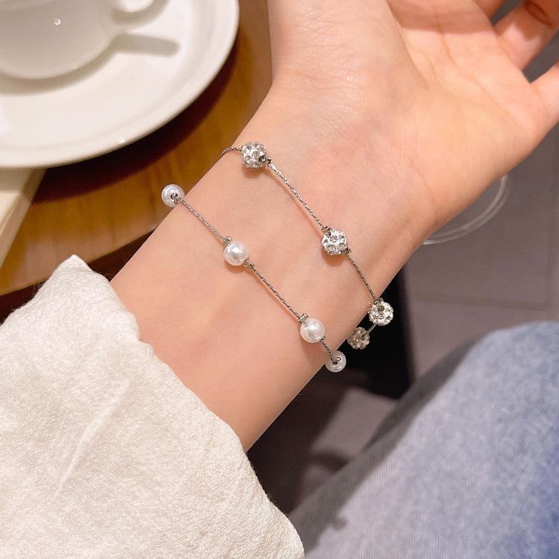 Корейский высококачественный браслет из жемчуга и титановой стали для женщин