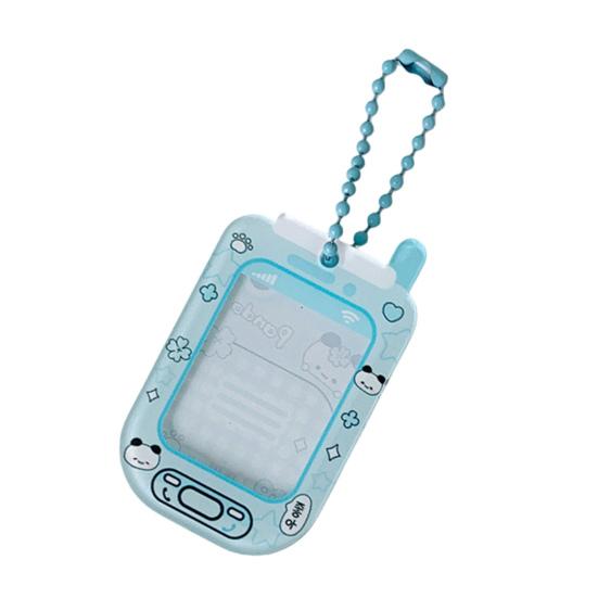 Мини-держатель для карт из акрила Милый мультяшный значок на телефон для фото на удостоверение личности Брелок-дисплей Жесткий защитный чехол для школы, офиса и коллекционирования