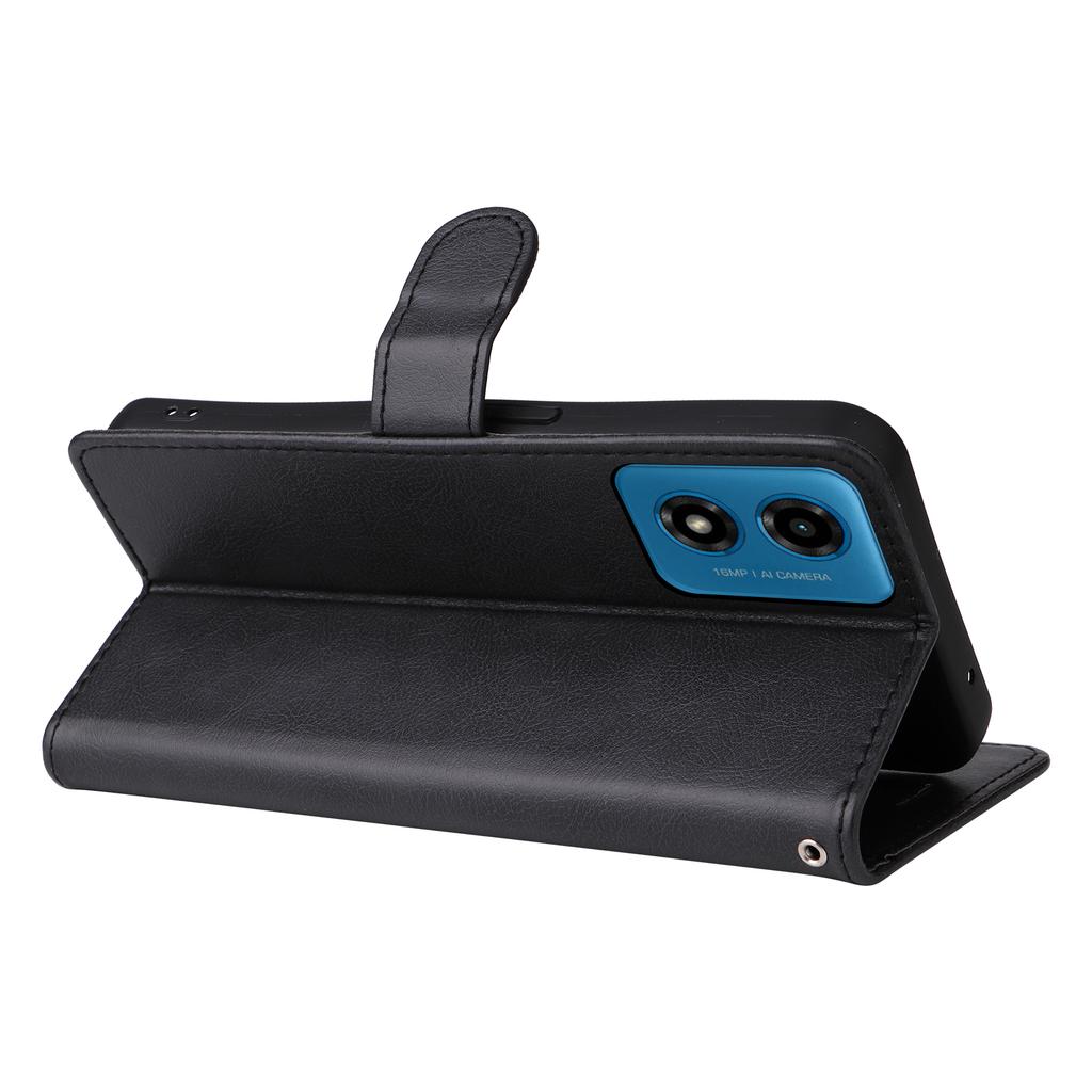 For Motorola Moto E14 4G/G04 4G/G04s 4G/G24 4G Case Solid Color Leather Mobile Cover Wallet Stand with Strap