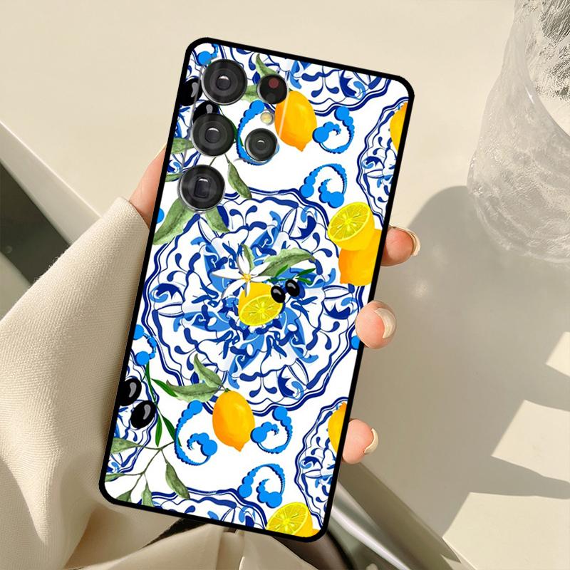 Средиземноморский Лимон Чехол Для Samsung Galaxy S25 Ultra S21 S22 S23 S24 Ultra S9 S10 Plus S20 FE S25 FE Задняя Крышка