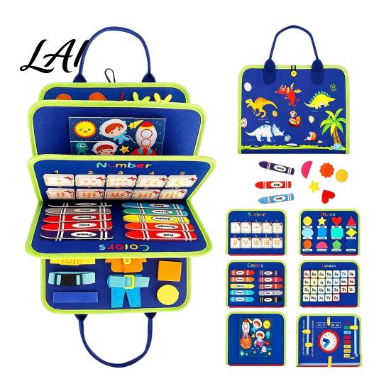 Sensory Toys for Autistic Children 2 in 1 Felt Busy Board Alphabet Clock Cognitive Learning Toy Portable Montessori Educational Developmental