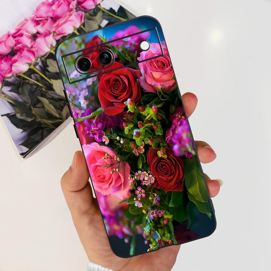 Чехол для Google Pixel 8A Чехол Pixel8 Pro Милый Кот Цветок Расписной Силиконовый Чехол для Телефона Для Google Pixel 8 Pro Pixel8A Мягкие Fundas
