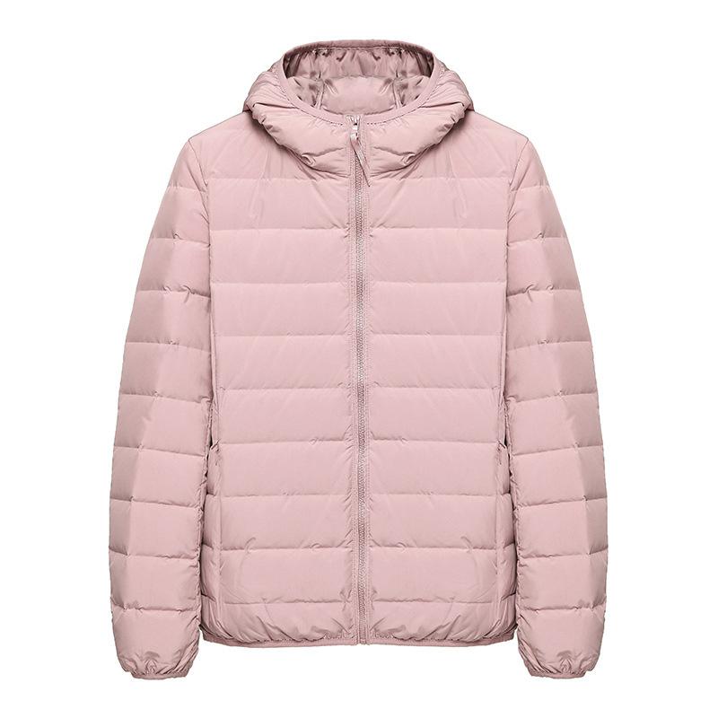 Легкая куртка-пуховик 2025 года, осенне-зимняя женская куртка с капюшоном, белый утиный пух, модная универсальная повседневная куртка для женщин