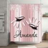 Luxury Pink Sparkling Shower Curtain Custom Name Printed Waterproof Bath Rug Cover Home Decor Bathroom Accessories