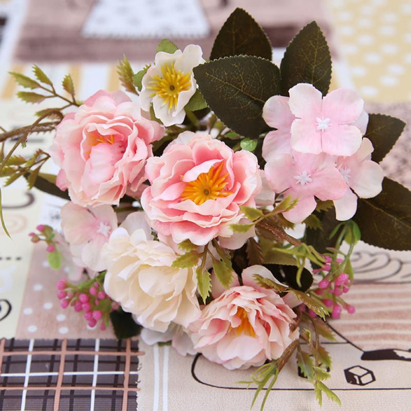 1 букет шелковых цветов, имитация маленьких шариков роз, украшение для дома