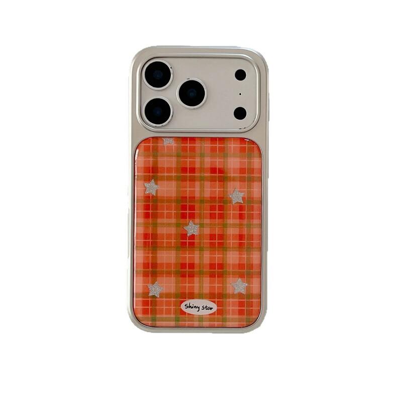 Slim Drop-Proof Phone Case IPhone 14 To 17 Pro Max With Grid Star Design Lightweight Luxury Style