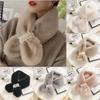 Elegant Winter Warm Faux Rabbit Fur Plush Cross Scarf Neck Warmer Solid Color Neckerchief Wrap