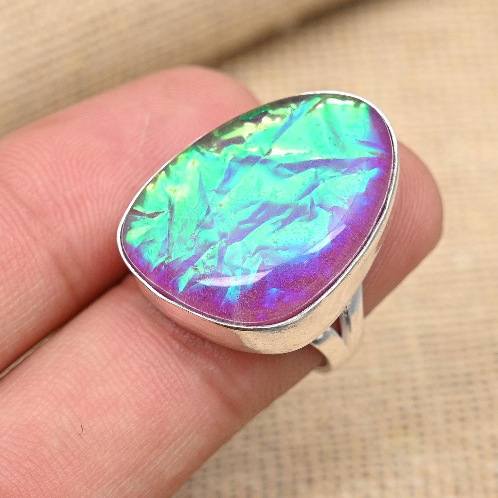 Ювелирное кольцо из стерлингового серебра 925 пробы с фиолетовым австралийским тройным опалом и драгоценным камнем ручной работы