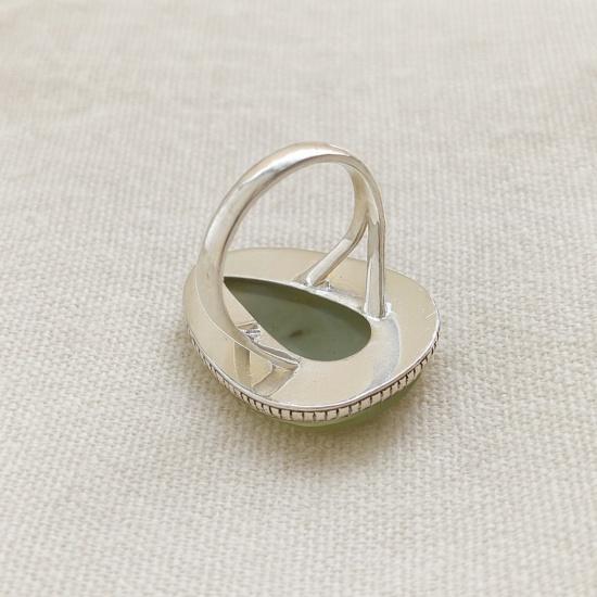 Green Prehnite Ring, 925 Sterling Silver, Handcrafted Minimalist Pear Cut Gemstone Jewelry